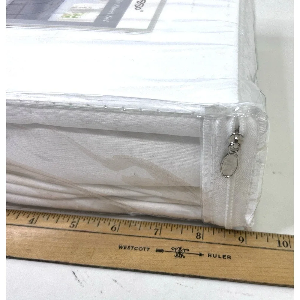 Bella Russo White Microfiber Queen Sheet Set New in Package Flat Fitted 2 Pillow